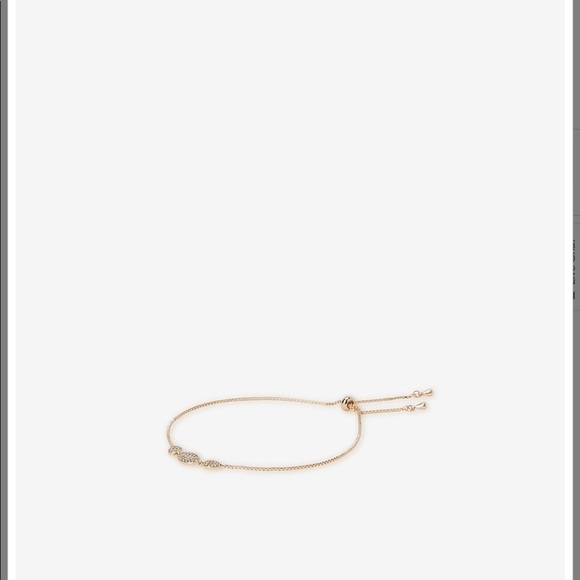 Gold 3 CZ disc adjustable pull cord bracelet NWT - Picture 2 of 2